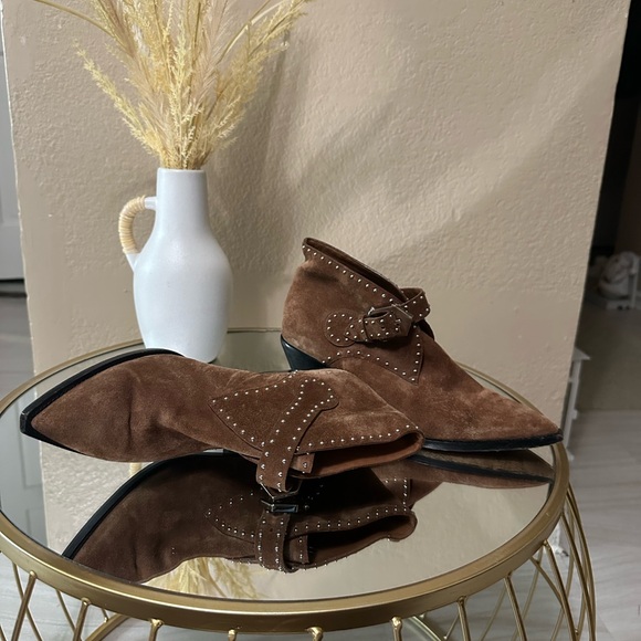 GivenchyBrown Suede Ankle Boots with Buckle Detail - Picture 4 of 8